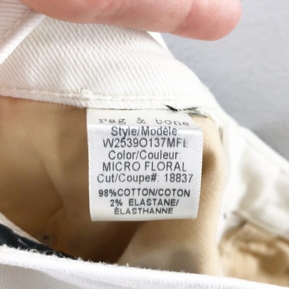 Rag & Bone NWT Ellie Jeans Micro Floral White 25 Cottage Core Coastal Grandma - Picture 8 of 8